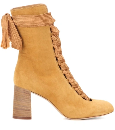 Shop Chloé Harper Suede Boots In Spicy Yellow