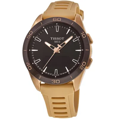 Tissot T-touch Connect Solar Sport Gmt Quartz Digital Dial Rose Gold Titanium Silicone Strap Men's Watch In Multi