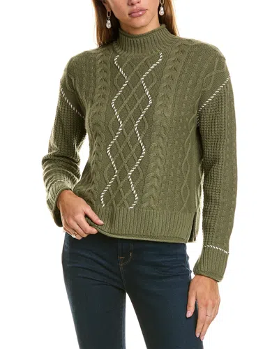 Hannah Rose Whipstitch Cable Wool & Cashmere-blend Pullover In Green