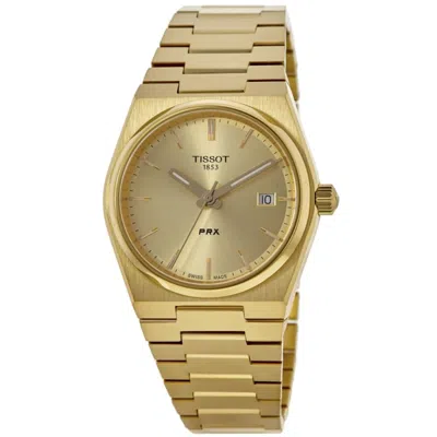 Tissot Prx Quartz 35mm Champagne Dial Gold-tone Steel Unisex Watch In White