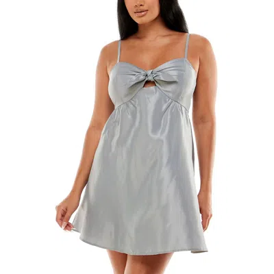 Speechless Juniors Womens Cocktail Mini Fit & Flare Dress In Silver