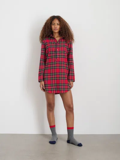 Alex Mill P'jimmies Night Shirt In Flannel In Red Plaid