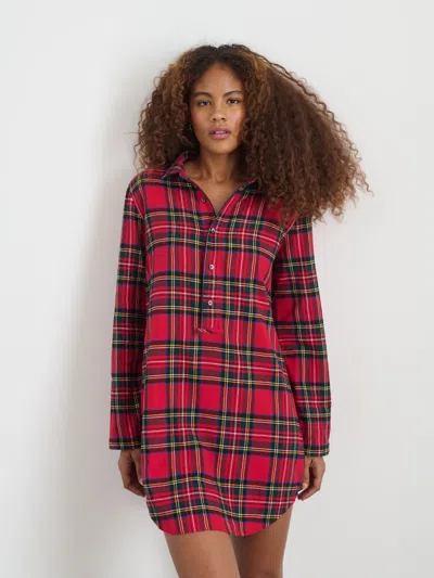 Alex Mill P'jimmies Night Shirt In Flannel In Red Plaid
