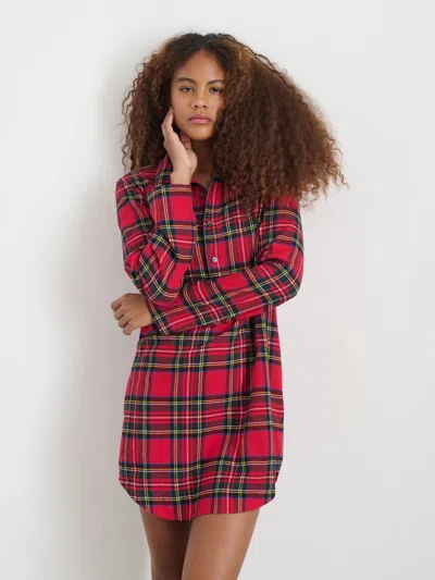 Alex Mill P'jimmies Night Shirt In Flannel In Red Plaid