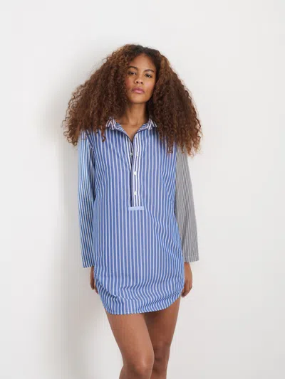 Alex Mill P'jimmies Nightdress Classic Blue Mixed Stripe In Classic Blue Mixed Stripe