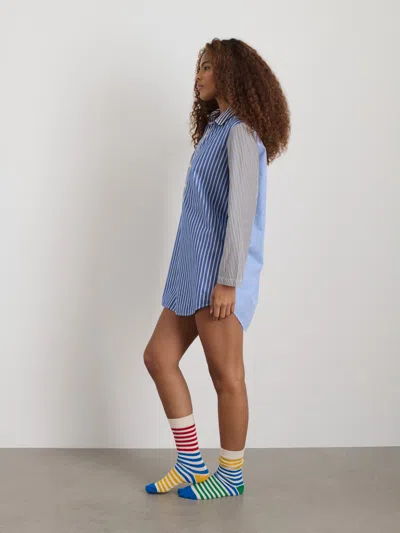 Alex Mill P'jimmies Nightdress Classic Blue Mixed Stripe In Classic Blue Mixed Stripe
