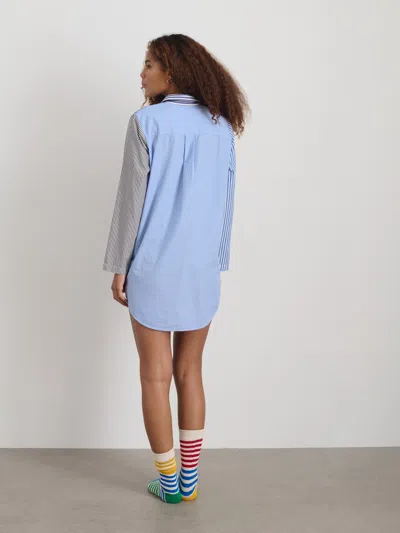 Alex Mill P'jimmies Nightdress Classic Blue Mixed Stripe In Classic Blue Mixed Stripe