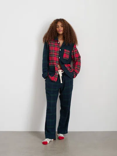 Alex Mill P'jimmies Sleep Shirt In Flannel In Blackwatch Plaid