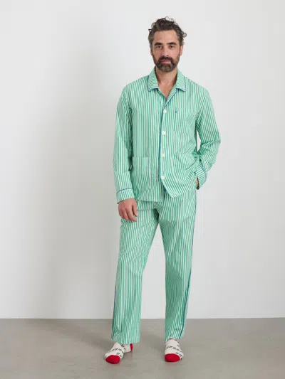 Alex Mill P'jimmies Sleep Shirt In Stripe In Green Stripe
