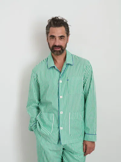 Alex Mill P'jimmies Sleep Shirt In Stripe In Green Stripe