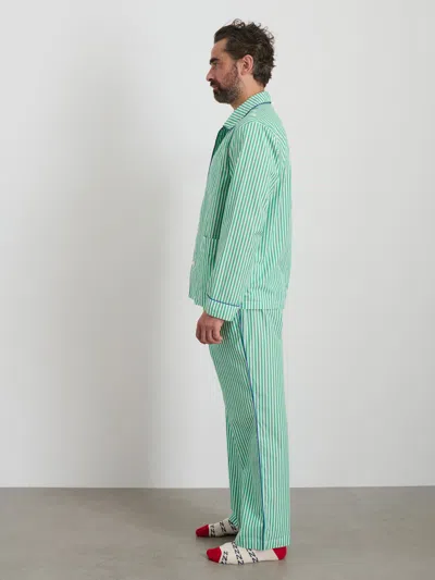 Alex Mill P'jimmies Sleep Shirt In Stripe In Green Stripe