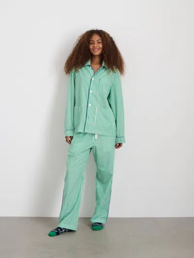 Alex Mill P'jimmies Sleep Shirt In Stripe In Green Stripe