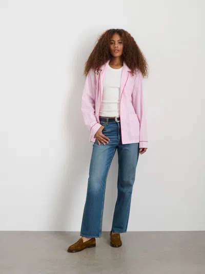 Alex Mill P'jimmies Sleep Shirt In Stripe In Pink Stripe