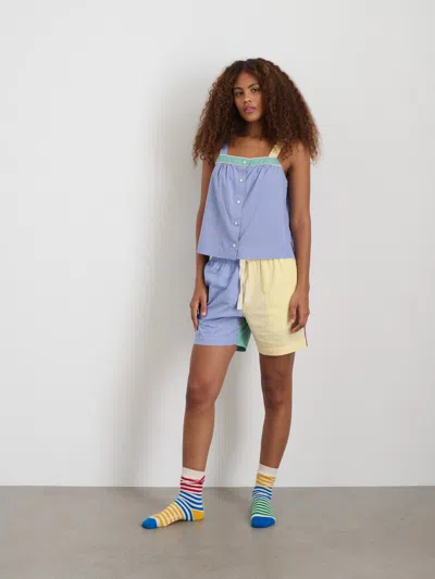 Alex Mill P'jimmies Sleep Short In Colorblock In Pastel Colorblock