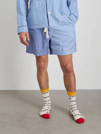 Alex Mill P'jimmies Sleep Short In Stripe In Classic Blue Mixed Stripe