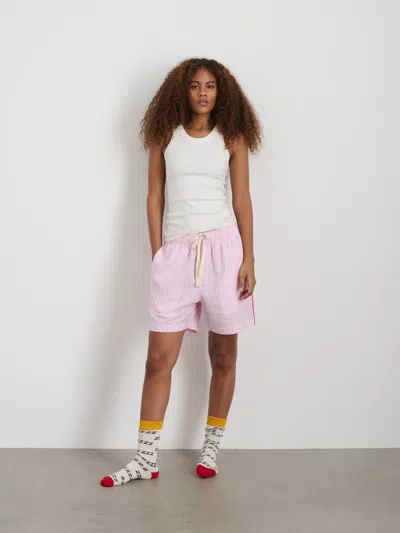 Alex Mill P'jimmies Sleep Short In Stripe In Pink Stripe