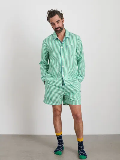 Alex Mill P'jimmies Sleep Short In Stripe In Green Stripe