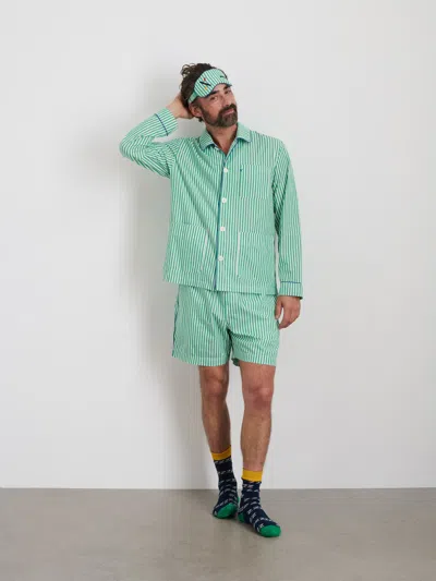 Alex Mill P'jimmies Sleep Short In Stripe In Green Stripe