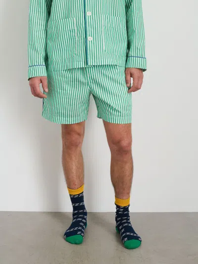 Alex Mill P'jimmies Sleep Short In Stripe In Green Stripe