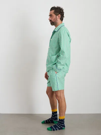 Alex Mill P'jimmies Sleep Short In Stripe In Green Stripe
