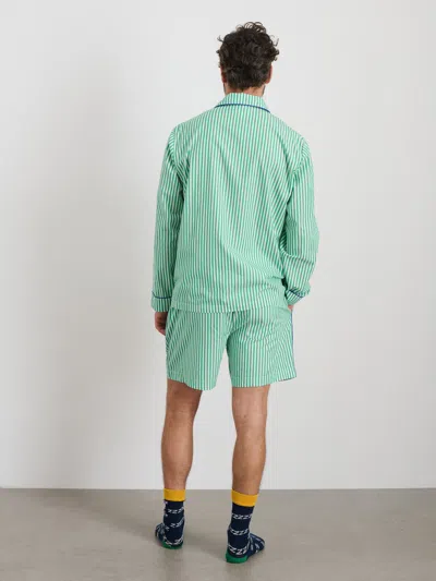 Alex Mill P'jimmies Sleep Short In Stripe In Green Stripe