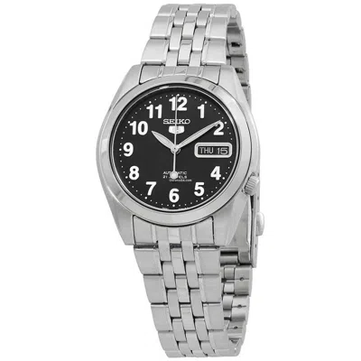 Seiko Men's Series 5 Black Dial Watch In Black