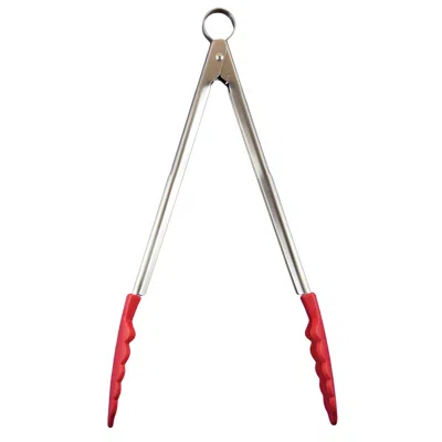Cuisipro 12 Inch Stainless Steel Silicone Locking Tongs, Red In Red