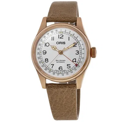 Oris Big Crown Date Father Time Limited Edition Automatic White Dial Brown Leather Strap Men's Watch In White