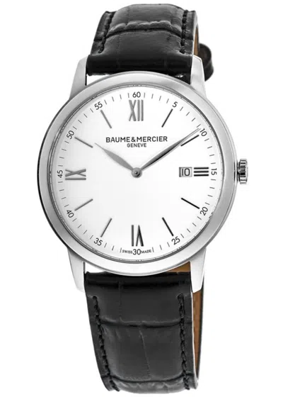 Baume & Mercier Classima Quartz White Dial Leather Strap Men's Watch 10323 In White