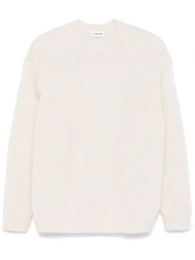 P.a.r.o.s.h Parosh Ivory Mohair Blend Open-knit Sweater In Multicolor