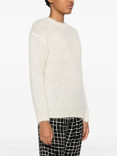 P.a.r.o.s.h Parosh Ivory Mohair Blend Open-knit Sweater In Multicolor