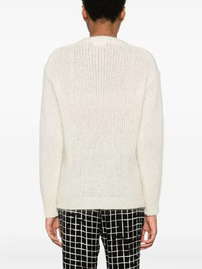 P.a.r.o.s.h Parosh Ivory Mohair Blend Open-knit Sweater In Multicolor
