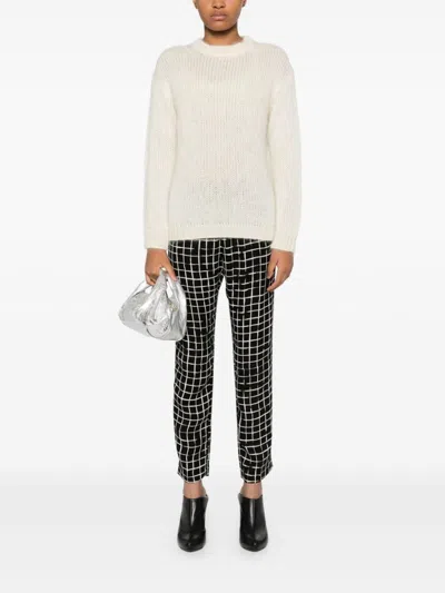 P.a.r.o.s.h Parosh Ivory Mohair Blend Open-knit Sweater In Multicolor