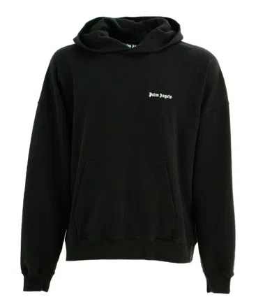 Palm Angels Brand-embroidery Kangaroo-pocket Relaxed-fit Cotton-jersey Hoody In Black