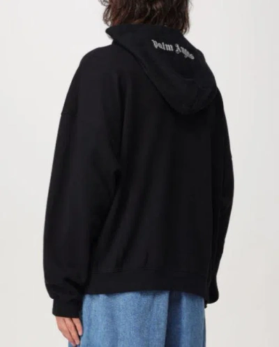 Palm Angels Brand-embroidery Kangaroo-pocket Relaxed-fit Cotton-jersey Hoody In Black
