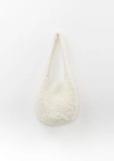 Lauren Manoogian Baby Alpaca Merino Wool Crochet Fur Bag In Raw White