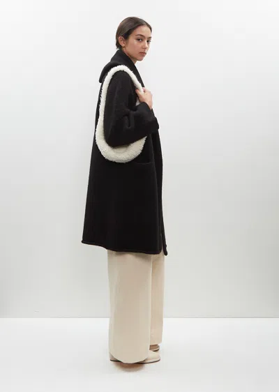 Lauren Manoogian Baby Alpaca Merino Wool Crochet Fur Bag In Raw White