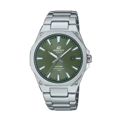 Casio & Vintage Casio Edifice Efr-s108d-3avuef Men's Analog Watch - 44.8mm Green Dial, Stainless Steel Bracelet