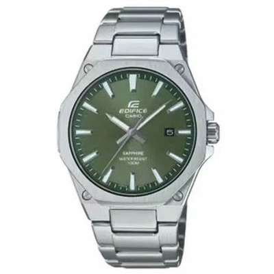 Casio & Vintage Casio Edifice Efr-s108d-3avuef Men's Analog Watch - 44.8mm Green Dial, Stainless Steel Bracelet