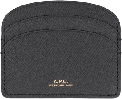 Apc A.p.c. Demi Lune Leather Card Holder In Black