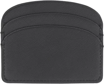 Apc A.p.c. Demi Lune Leather Card Holder In Black