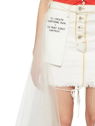 Ben Taverniti Unravel Project Ben Taverniti Unravel Long Denim & Tulle Skirt