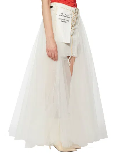Ben Taverniti Unravel Project Ben Taverniti Unravel Long Denim & Tulle Skirt