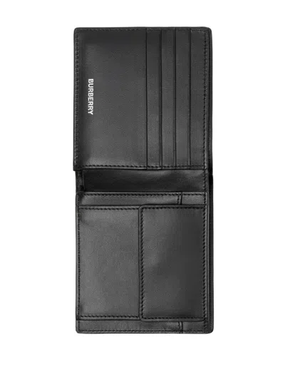 Burberry Beige Bifold Wallet With Check Motif In Techno Fabric