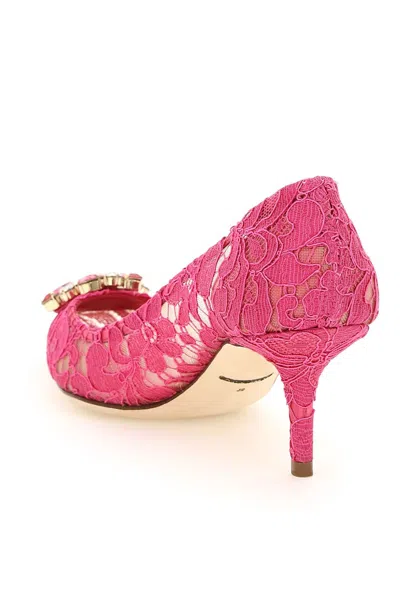 Dolce & Gabbana Woman Pumps Fuchsia Size 5.5 Viscose, Cotton, Silk, Polyamide In Pink
