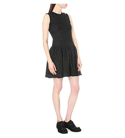 Shop Simone Rocha Pleated Tweed Dress In Black