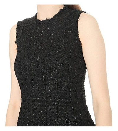 Shop Simone Rocha Pleated Tweed Dress In Black