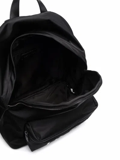 Dsquared2 Glossy Black Nylon Backpack With Logo Print
