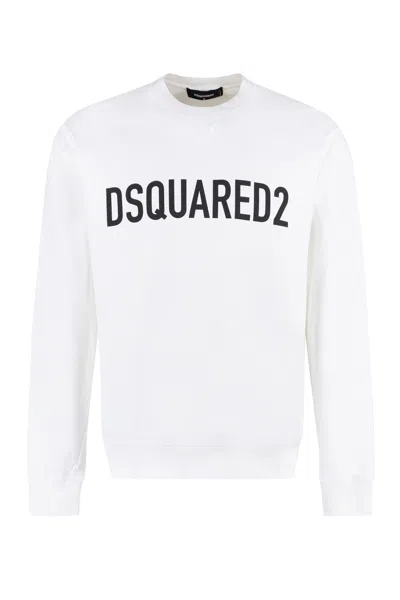 Dsquared2 Ribbed Crew-neck Cotton Sweatshirt With Long Sleeves