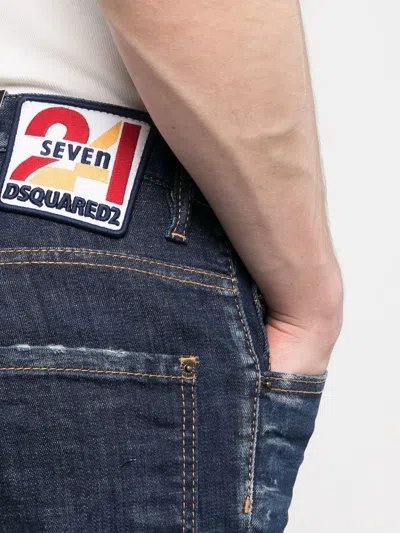 Dsquared2 Blue Jeans With Belt Loops And Logo Patch On The Rear